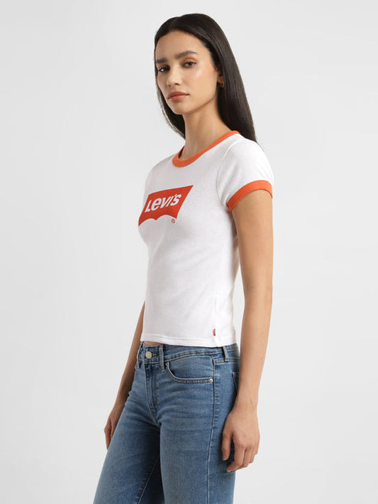 Womens Brand Logo Ringer Rib T Shirts