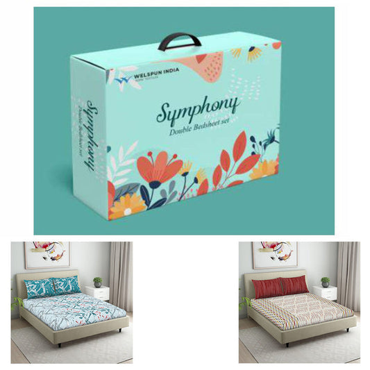 Welspun Symphony Cotton Double Bedsheet Pillow Cover