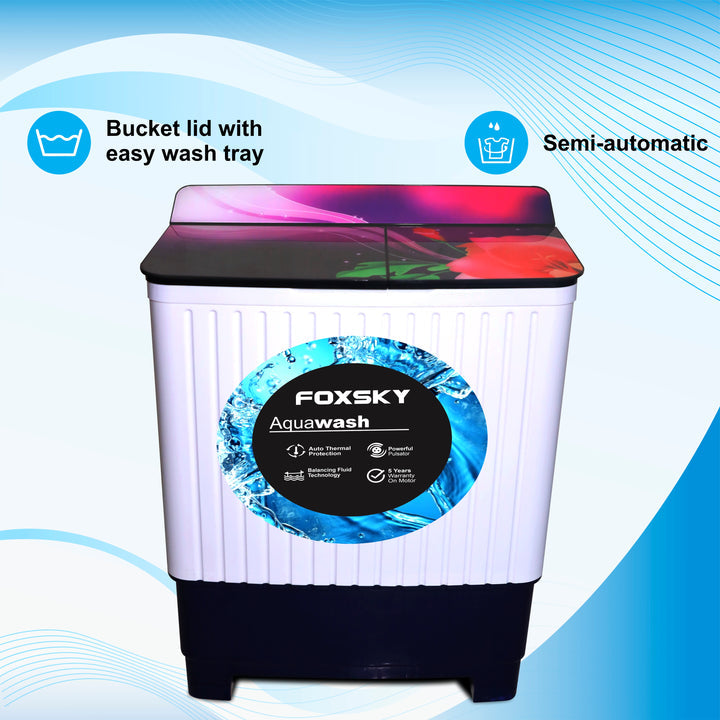 Foxsky 8.6 kg Semi-Automatic Top Load Washing Machine With Magic Filter Aqua Wash MAROON