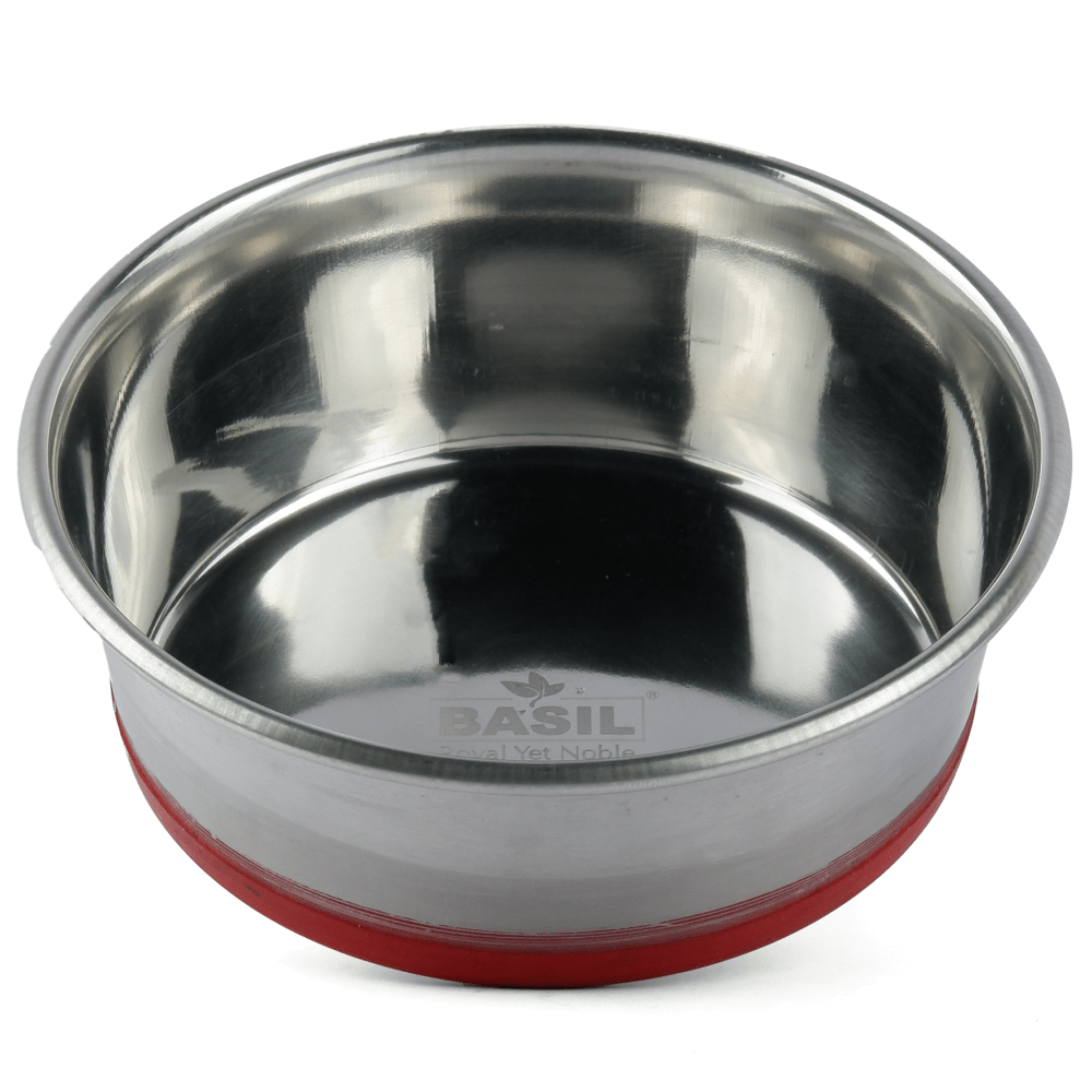 Basil Heavy Dish with Silicon Bowl for Dogs Maroon