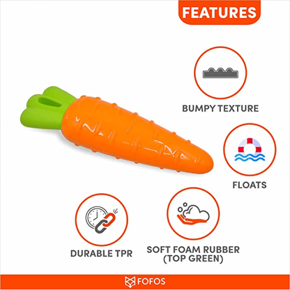 Fofos Vegi Bites Carrot Squeaky Toy for Dogs  For Medium Chewers