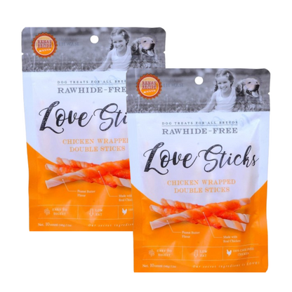 Rena Love Chicken Wrapped Double Sticks Dog Treats