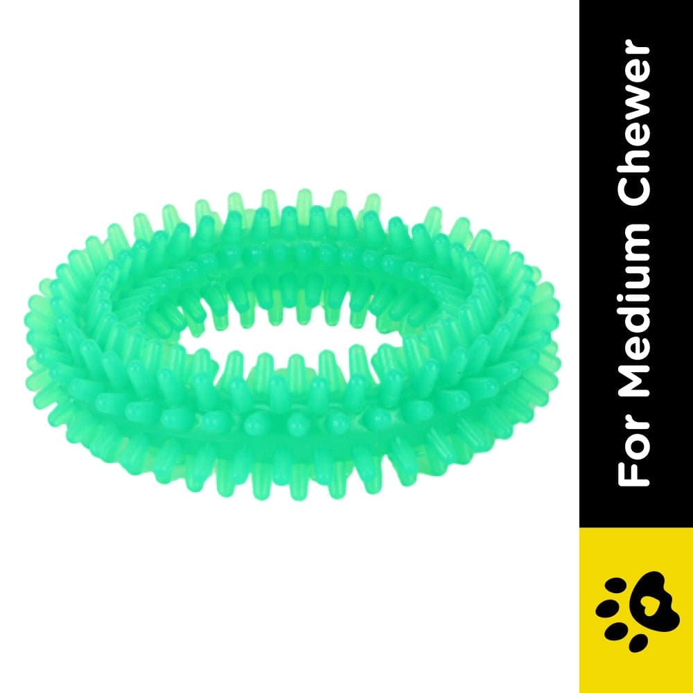 Basil Teething Ring Chew Toy for Dogs  For Medium Chewers Green