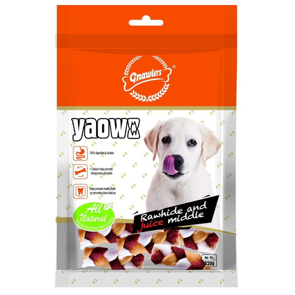 Gnawlers Yaowo Braided Dog Treats 2.5 inch