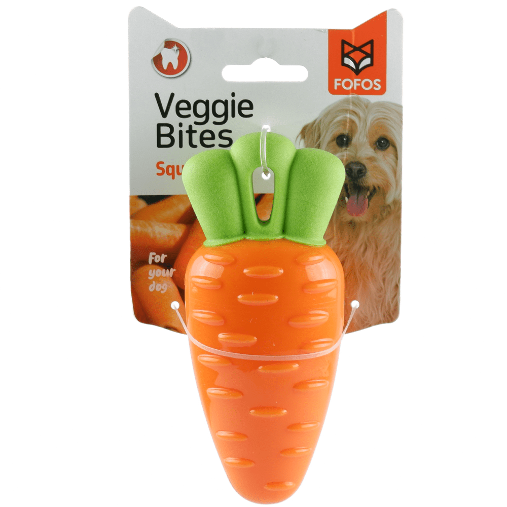 Fofos Vegi Bites Carrot Squeaky Toy for Dogs  For Medium Chewers