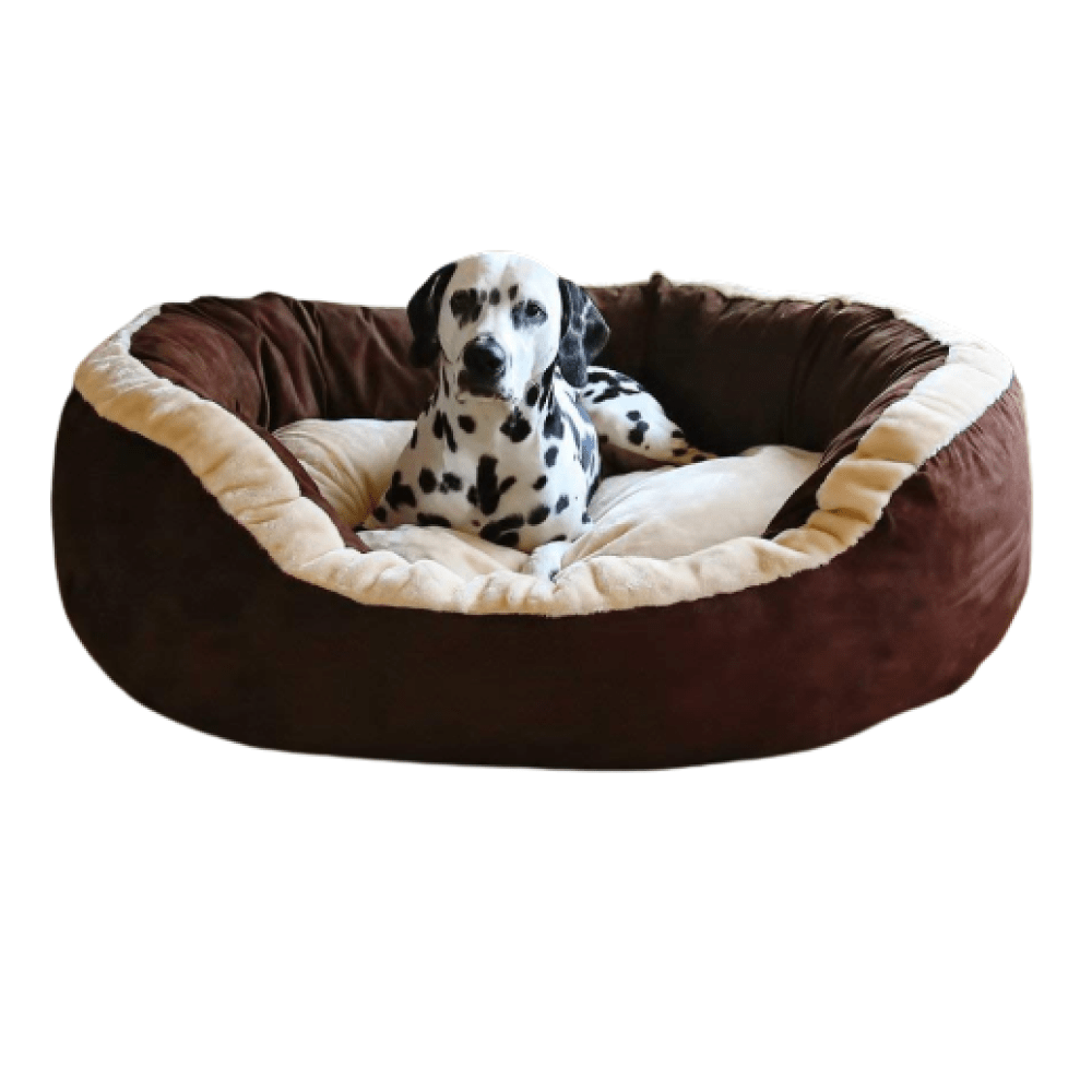 Fluffys Luxurious Polyester Filled Soft Dual Colour Bed for Dogs and Cats Brown