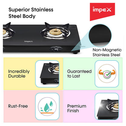 IMPEX SPECTA 2B NEO GLASSTOP GAS STOVE