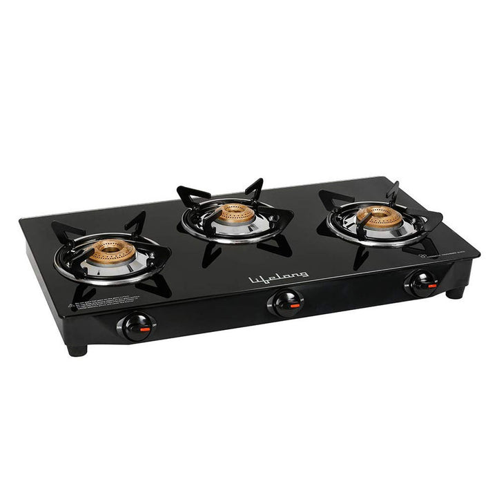 Lifelong LLGS18 Glass Top 3 Burner Gas Stove