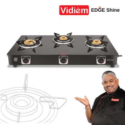 Vidiem Edge Shine 3 Burner Glass Cooktop