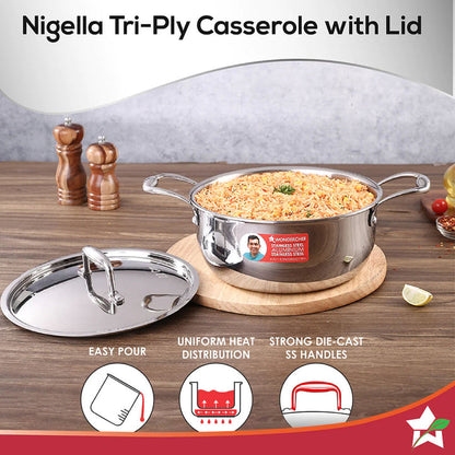 Wonderchef Nigella Tri-ply SS 20 cm Casserole 63153416