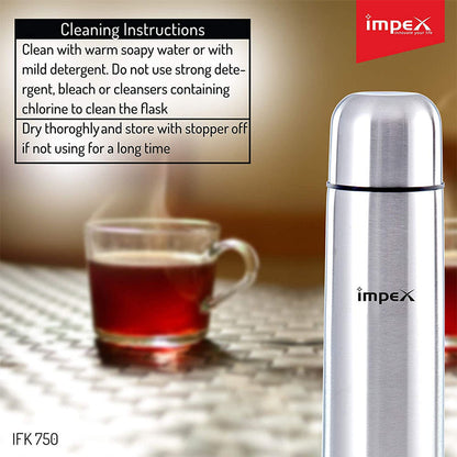 IMPEX IFK-750 STAINLESS STEEL BULLET VACUUM FLASK 750 ML