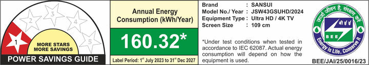 Sansui 109cm 43 inches Ultra HD 4K Google TV