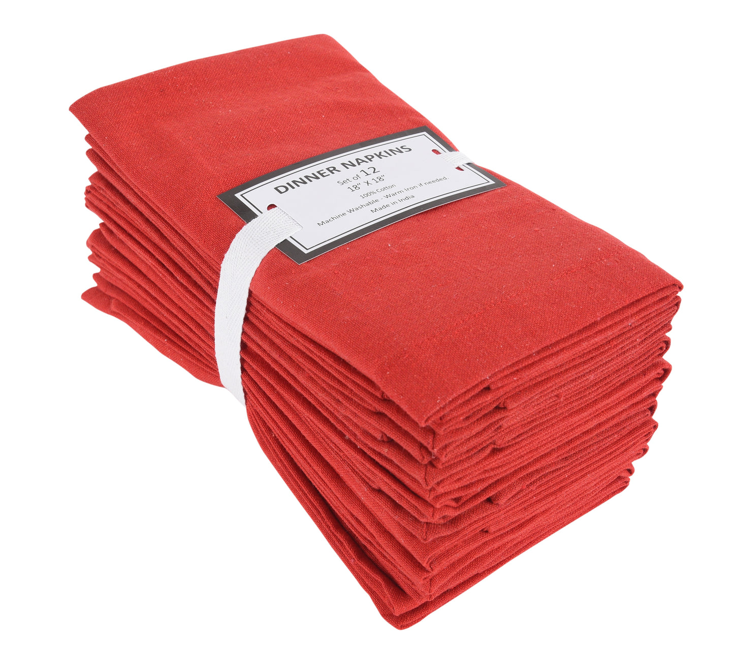 Lushomes Cloth Napkin Set of 12 with Mitted Corners Cotton Table Dinner Linen Eco-Friendly Cotton Fabric Machine Washable for Dinner Restaurant  Banquet 18x18 Inches 45x45 Cms Red