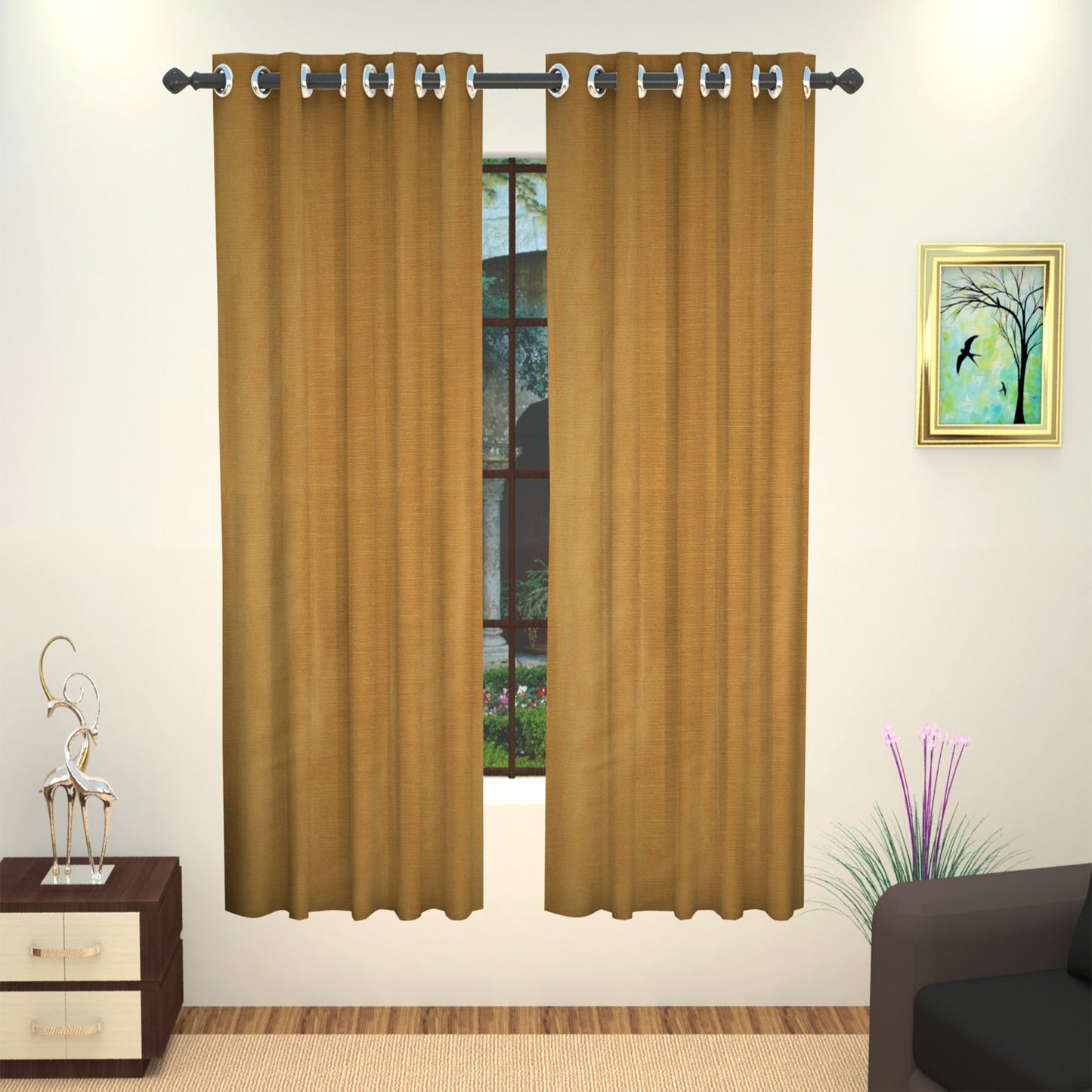 Lushomes curtain 5 Feet curtains with lining Green curtains  drapes parda urban space curtains curtains for living room Single Pc 54 x 60 inches