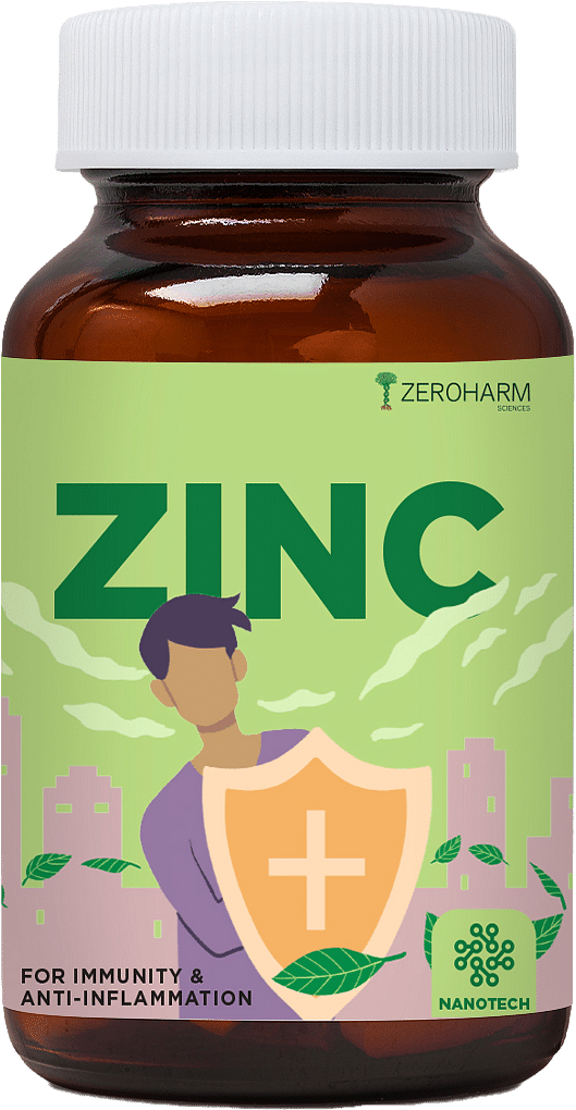 ZEROHARM Plant-based Zinc: Boosts immunity, healthier skin, reduces acne, improves iron absorption, supports heart, speeds wound healing.