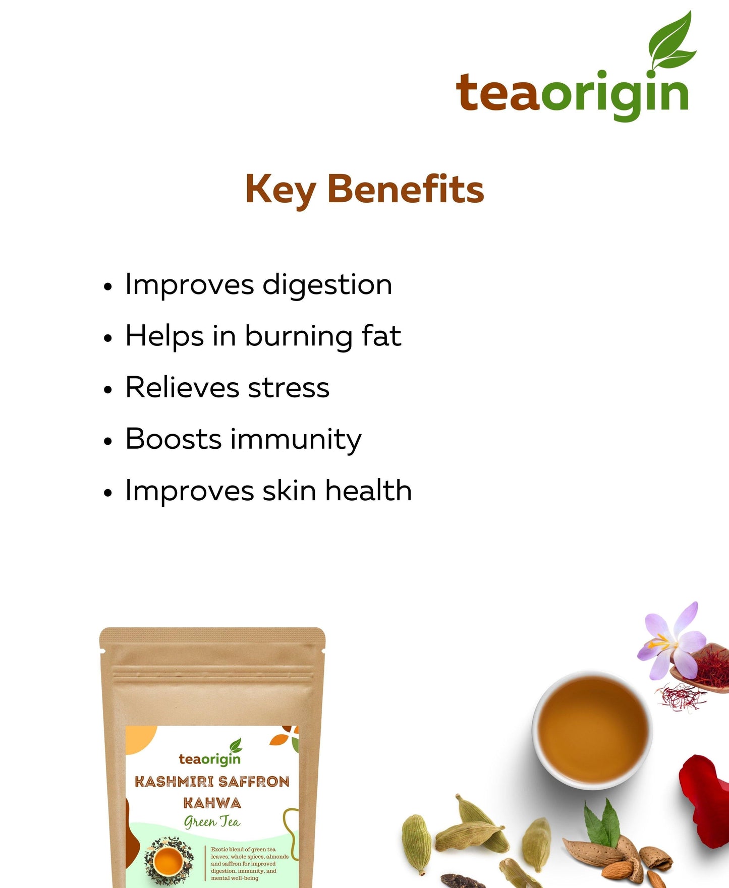 Tea Origin Kashmiri Saffron Kahwa Green Tea