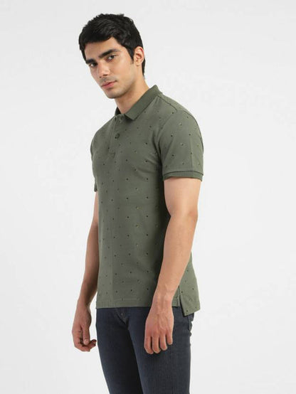 LEVISMen Printed Polo Neck Pure Cotton Green T-Shirt