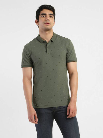 LEVISMen Printed Polo Neck Pure Cotton Green T-Shirt