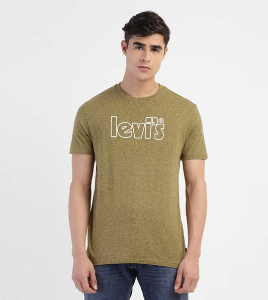 LEVISMen Graphic Print Crew Neck Cotton Blend Yellow T-Shirt