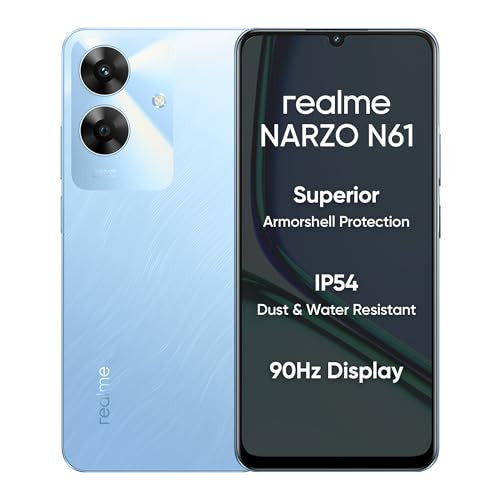 realme NARZO N61 Voyage Blue4GB RAM64GB Storage 90Hz Eye Comfort Display  IP54 Dust  Water Resistance  48-Month Fluency  Charger in The Box