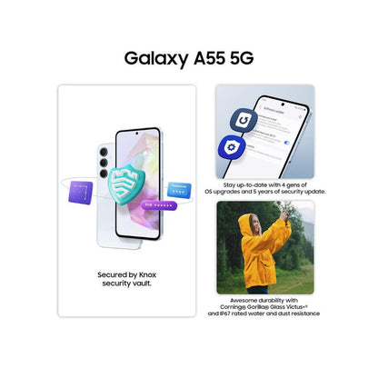 Samsung Galaxy A55 5G Awesome Navy 12GB RAM 256GB Storage  Metal Frame  50 MP Main Camera OIS  Nightography  IP67  Corning Gorilla Glass Victus  sAMOLED with Vision Booster