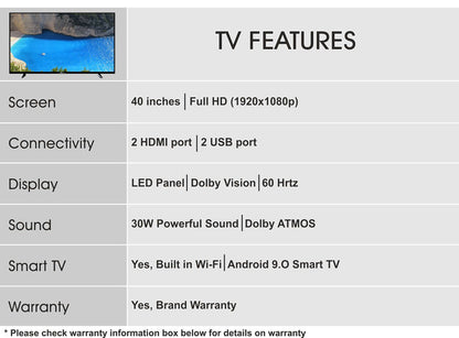 SkyWall 108 cm 43 inches Full HD Smart LED TV 43SWRR With Black Frameless Edition Dolby Audio