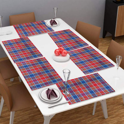Lushomes Table Mat Red Checks design Dining Table Mat table mats set of 6 Also Used as kitchen mat fridge mat cupboard sheets for wardrobe Fused Texture Pack of 6 13x18 Inches 33x48 Cms