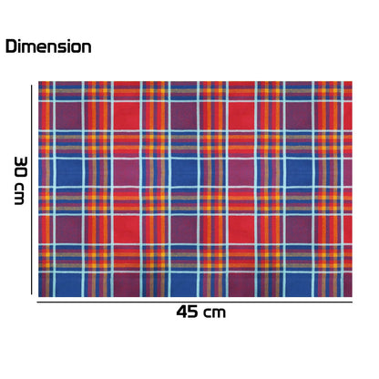 Lushomes Table Mat Red Checks design Dining Table Mat table mats set of 6 Also Used as kitchen mat fridge mat cupboard sheets for wardrobe Fused Texture Pack of 6 13x18 Inches 33x48 Cms